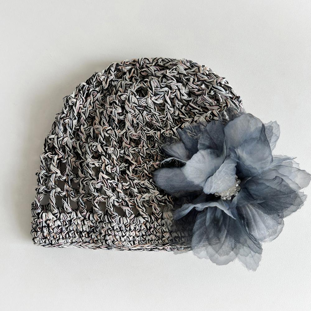 Bohemian Style Crochet Flower Hat Handmade Hollow Out Knitted Hat Retro Weave Cap  Girls