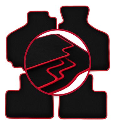 Tapis de sol en velours avec bordure rouge pour: Suzuki Ignis I hatchback (2001-2008)
