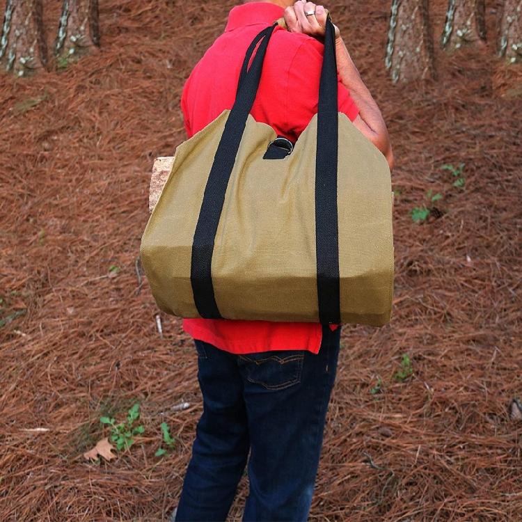 Canvas Firewood Carry Tote Bag Camping Firepalce Wood Bag with Straps Handles