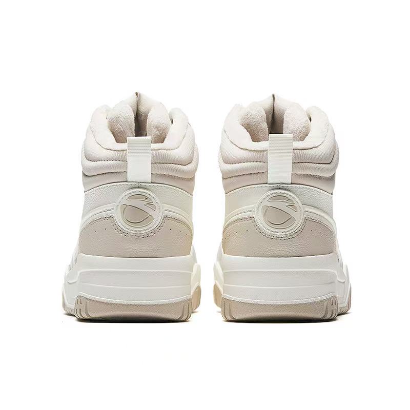 Anta Full-Featured Fleece Commuter Versatile Comfortable Simple Trendy Warm Wear-Resistant High-Top Skate Shoes Women Sneakers White Gray 122548973-2