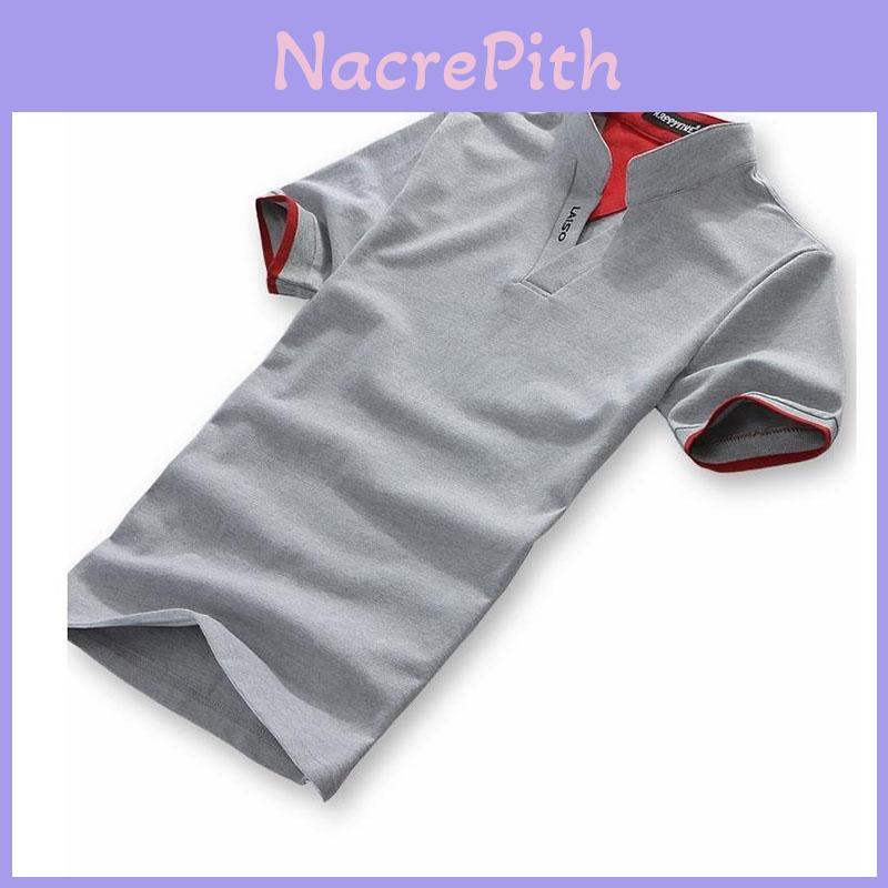 Mens Fashion V Neck Short Sleeve Cotton Polyester Polo Shirt In Multiple Colors For Stylish Summer Wear