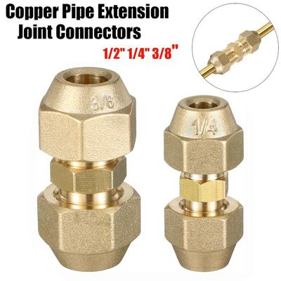 Straight Pipe Extension Joint 1/2" 1/4" 3/8" With Flare Nuts Copper Connectors Pipe Coupling Adapters
