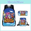 My Singing Monsters Cartoon Backpack Set With Breathable Oxford Fabric For School Kids