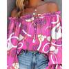 Women S One Shoulder Long Sleeve Printed Casual Shirt