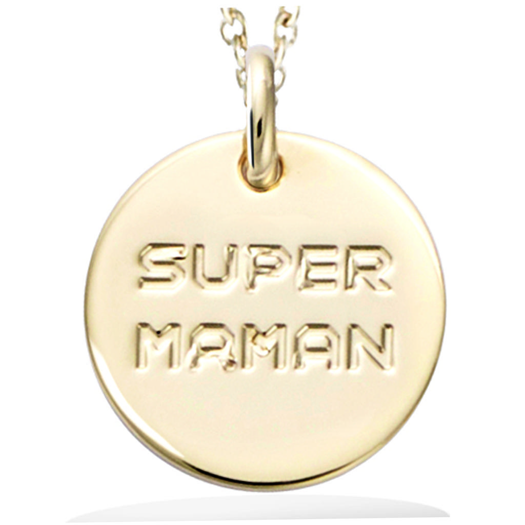 Les Trésors De Lily [R2560] - Gold Plated 'Super Maman' Pendant - 15 Mm