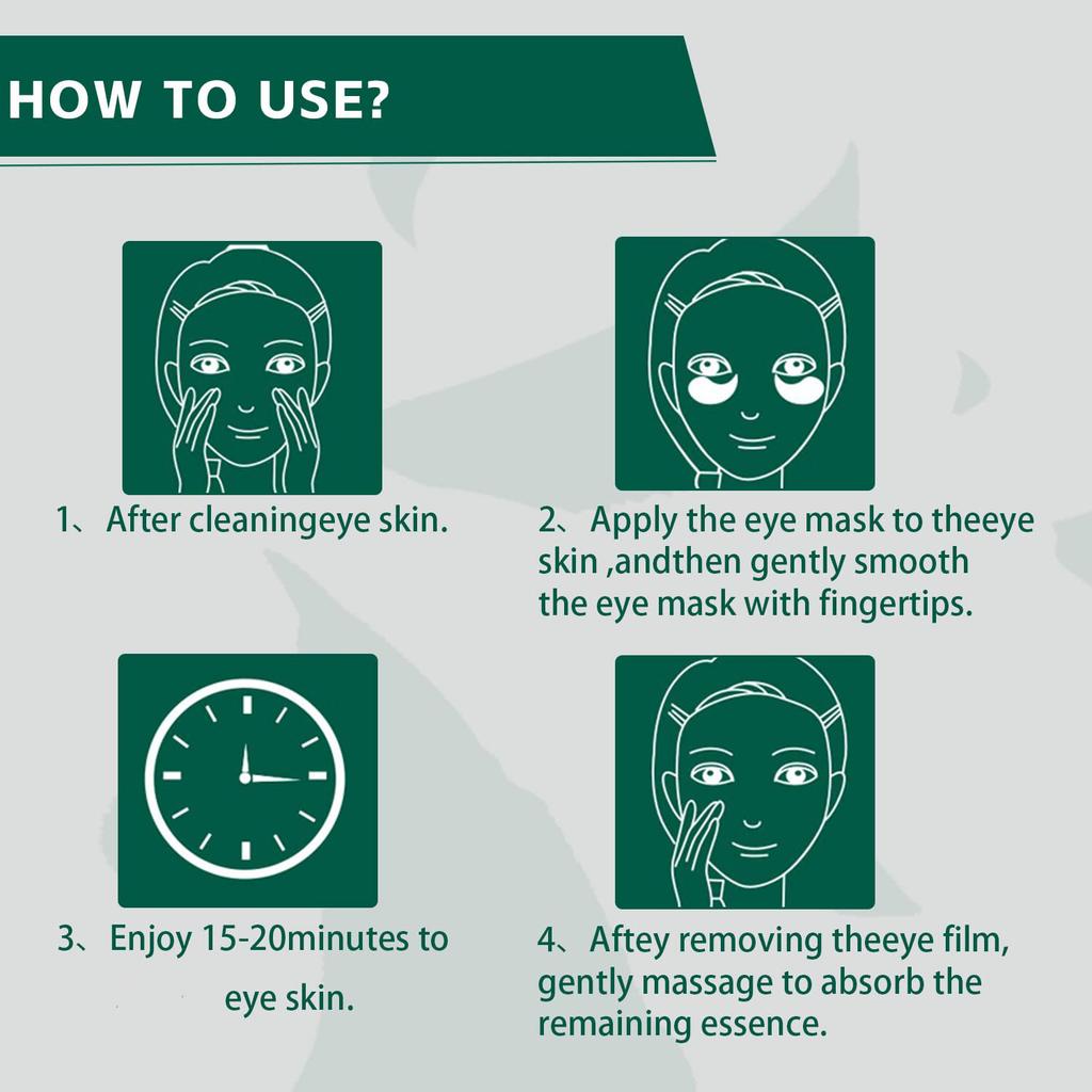 Collagen Eye Mask with Green Tea Extract, Suitable for Dark Circles and Puffiness, Moisturizing and Anti-Wrinkle, 60 Pieces