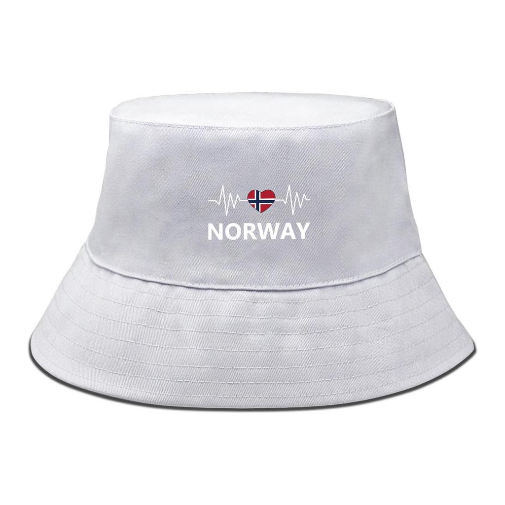 Bucket Hat With Norway Flag Print , Heart Wave Women's Cap Summer Unisex Candy Color Beach Hat
