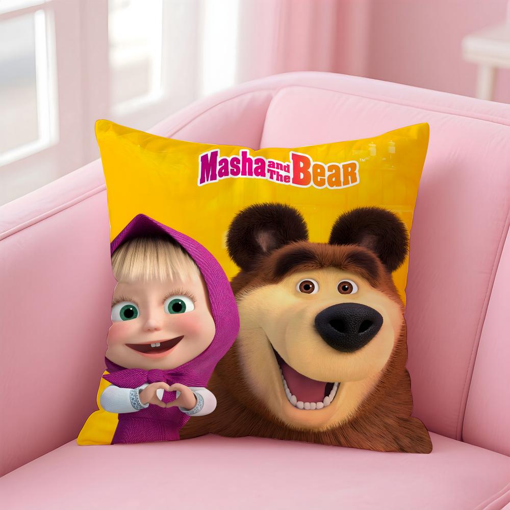 Милая Маша и Медведь Наволочка Удобная Двусторонняя Наволочка Идеально для Автомобиля Дивана Спальни и Многого Другого 18x18Inch
