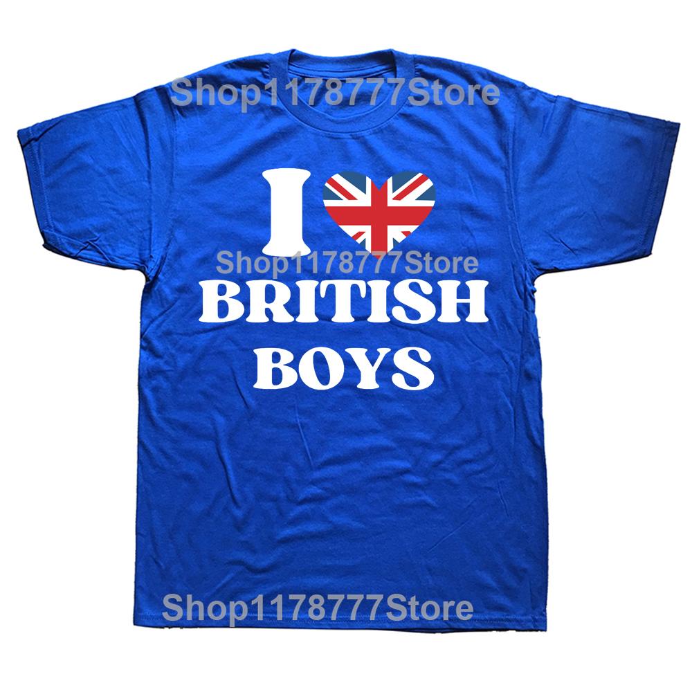 Funny I Love British Boys T Shirts Graphic Cotton I Red Heart British Boys Britain United Kingdom Gifts Summer Tshirt Men