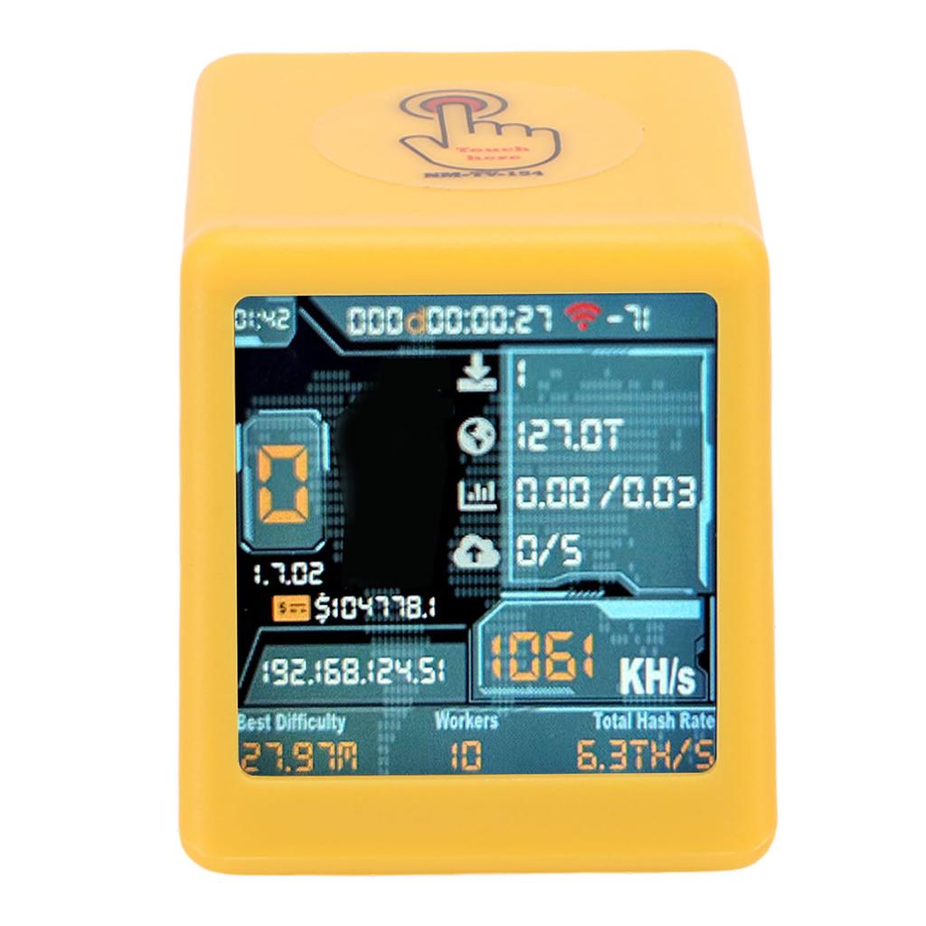 1.54 Inch Smart Display Cryptocurrency Mining Machine Solo Lottery Miner WiFi Bluetooth 1060 KH/s Hashrate Desktop Clock Tools