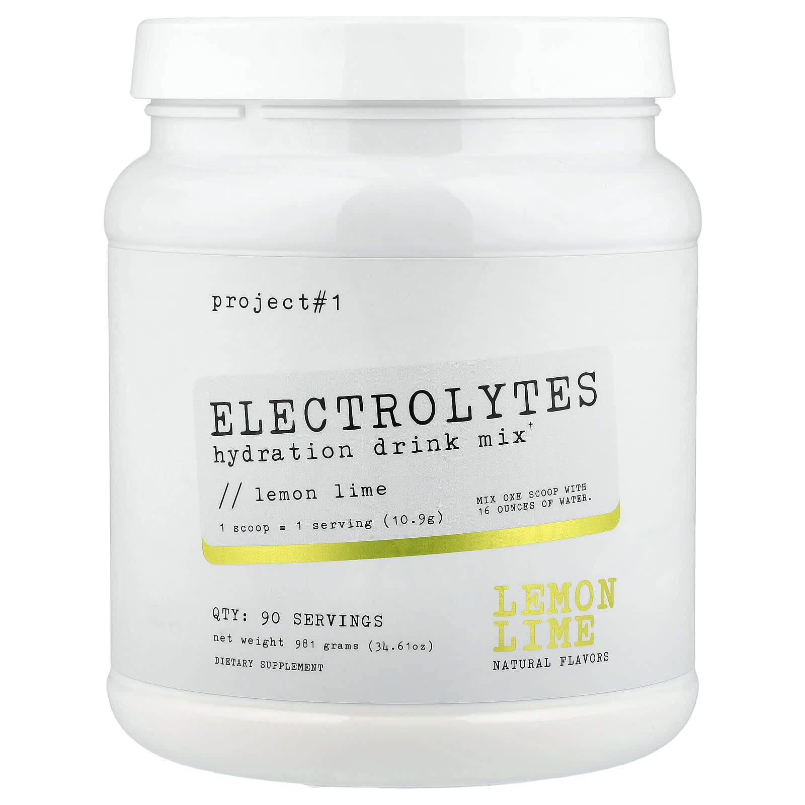 

Project 1 Nutrition, Electrolyte, Rehydration Drink Mix, Lemon Lime, 981g (34.61oz)