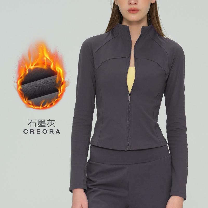 Autumn and Winter Thickened Velvet Yoga Clothes Jacket Yoga Top Stand-up Collar Slim Fitness Thin Sports Fitness Clothes