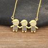 Nidin Hot Sale Family Love Mom Dad Son Daughter Necklace Girl Boy Heart Pendant Cubic Zirconia Couples Jewelry Gift Wholesale