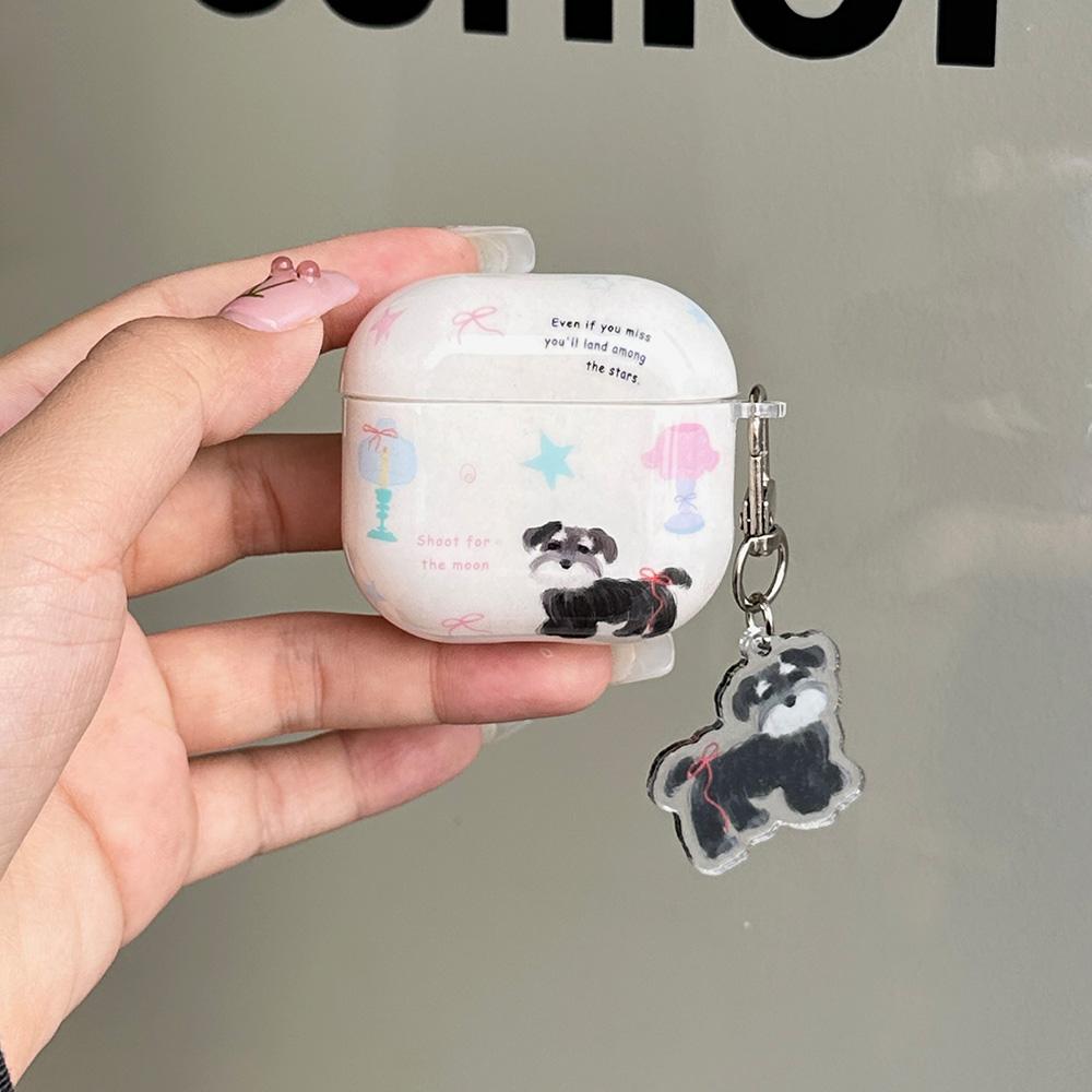 Illustration Cartoon Puppy Pendant Soft TPU Protection Case for AirPods 1 or 2 3 4 Pro 2 Shockproof Earphone Cover