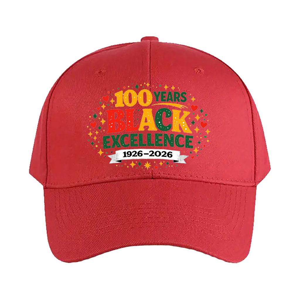 100 Year Black Excellence Tribute Inspiring History Month Pride Adult Cap Summer Women Printed Baseball Cap Fashion Casual Hat