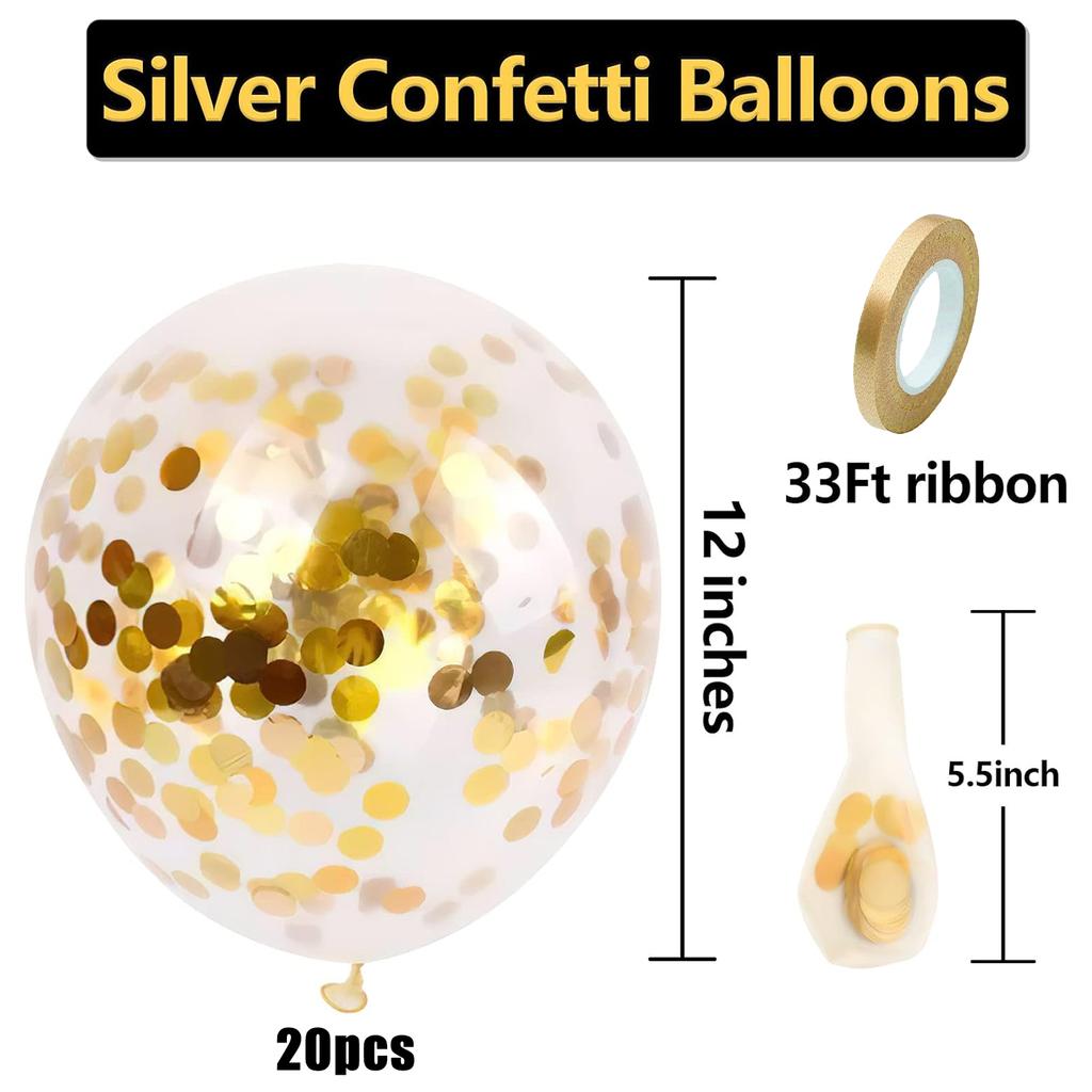 12inch 20pcs Confetti Latex Balloon Set, Suitable for Weddings, Birthdays, Themed Parties,pre Wedding Parties, Family Gatherings