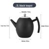 Thickened Stainless Steel Black Classical Teapot for Restaurant and Hotel, Induction-Compatible, Small Tea Art Kettle.