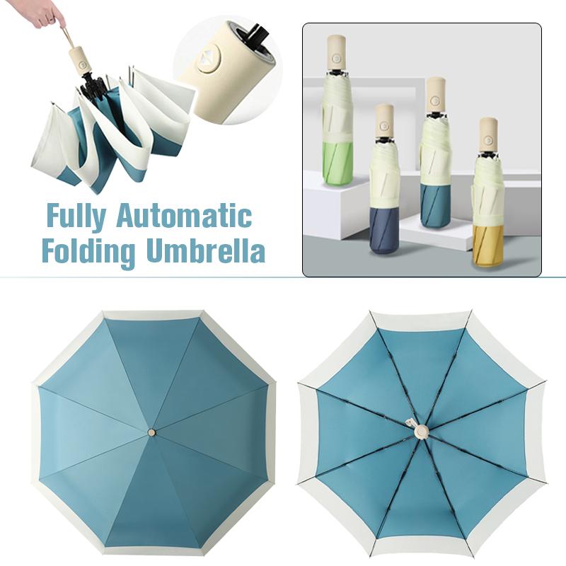 Fully Automatic Umbrella Sunscreen Minimalism Anti-UV Sun Umbrella Three-fold Windproof Sun/Rain Portable Compact Umbrella