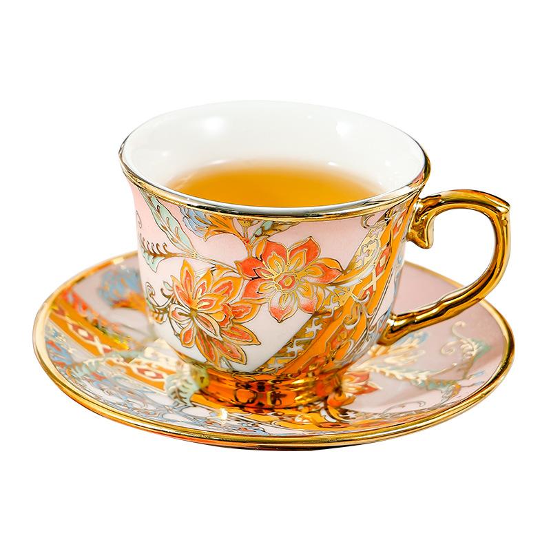Ceramic Coffee Cup Set Middle East Hot-Selling Small Luxury Phnom Penh Ceramic Milk Tea Cup Hotel American Coffee Cup Saucer
