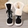 Snow Boots 2025 Winter New Chunky Heel Warm Padded Lacing