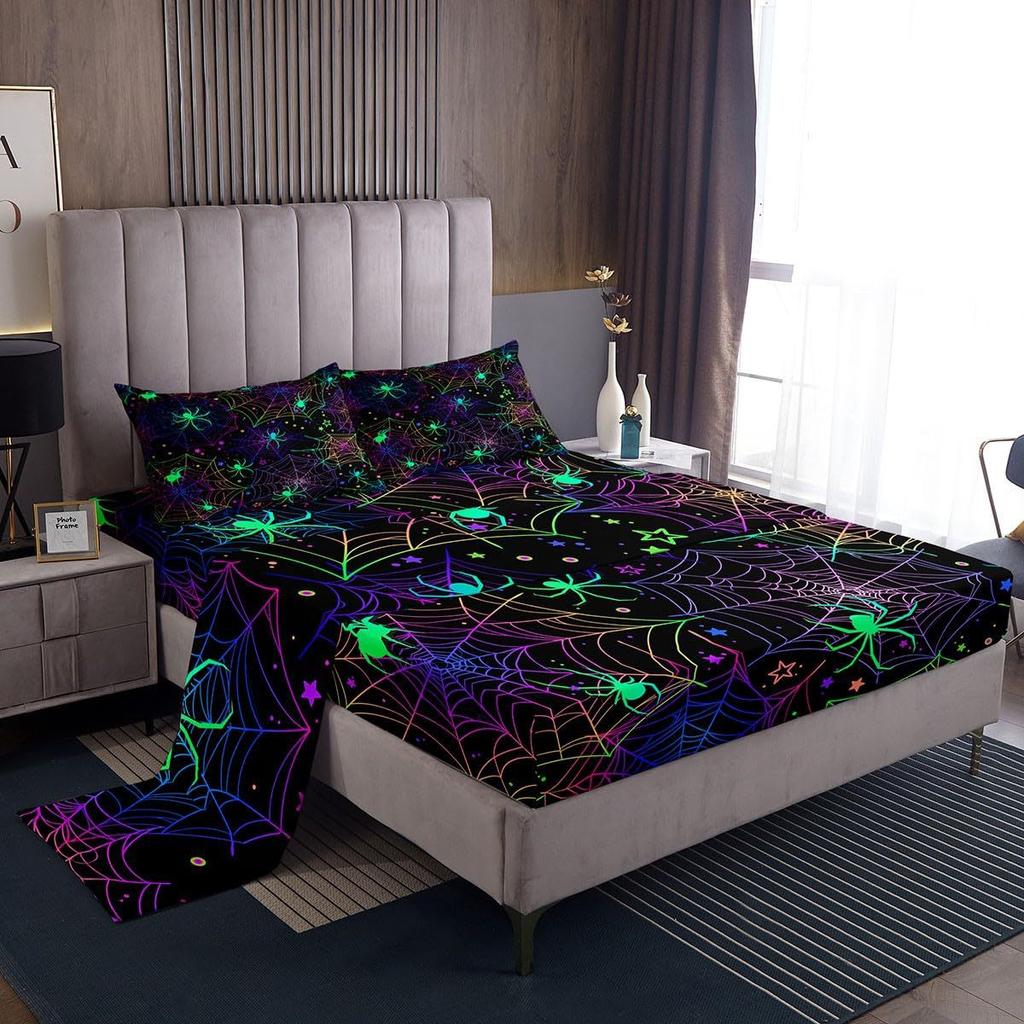 Cartoon mushroom pattern mattress four-piece bedding set bedroom dormitory bedding decoration