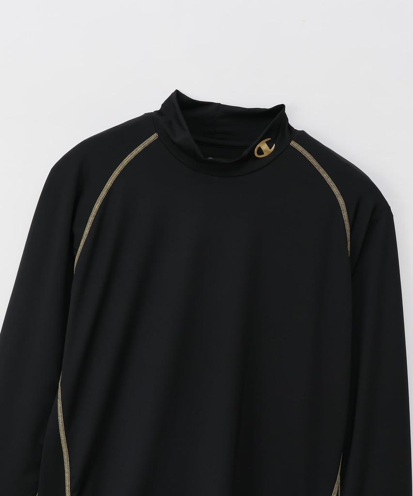 Champion Long Sleeve UV Mock Black x Size LL Men's T-Shirt, CM4HP261, Moisture-Wicking, Quick-Drying, Antibacterial, Odor-Resistant, Stretch,