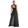 Womens Shiny Rhinestone Lyrical Dance Dress Mock Neck Sleeveless Open Back Twist Front Sheer Mesh Overlay Leotard