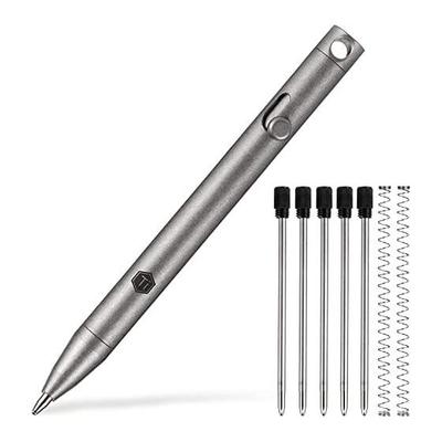 KeyUnity Multi-function Pen, Titanium, with 5 Refills + 2 Springs, 91mm Length, KP00 Retractable Ballpoint Pen, Compact, Premium, Lightweight, Smooth