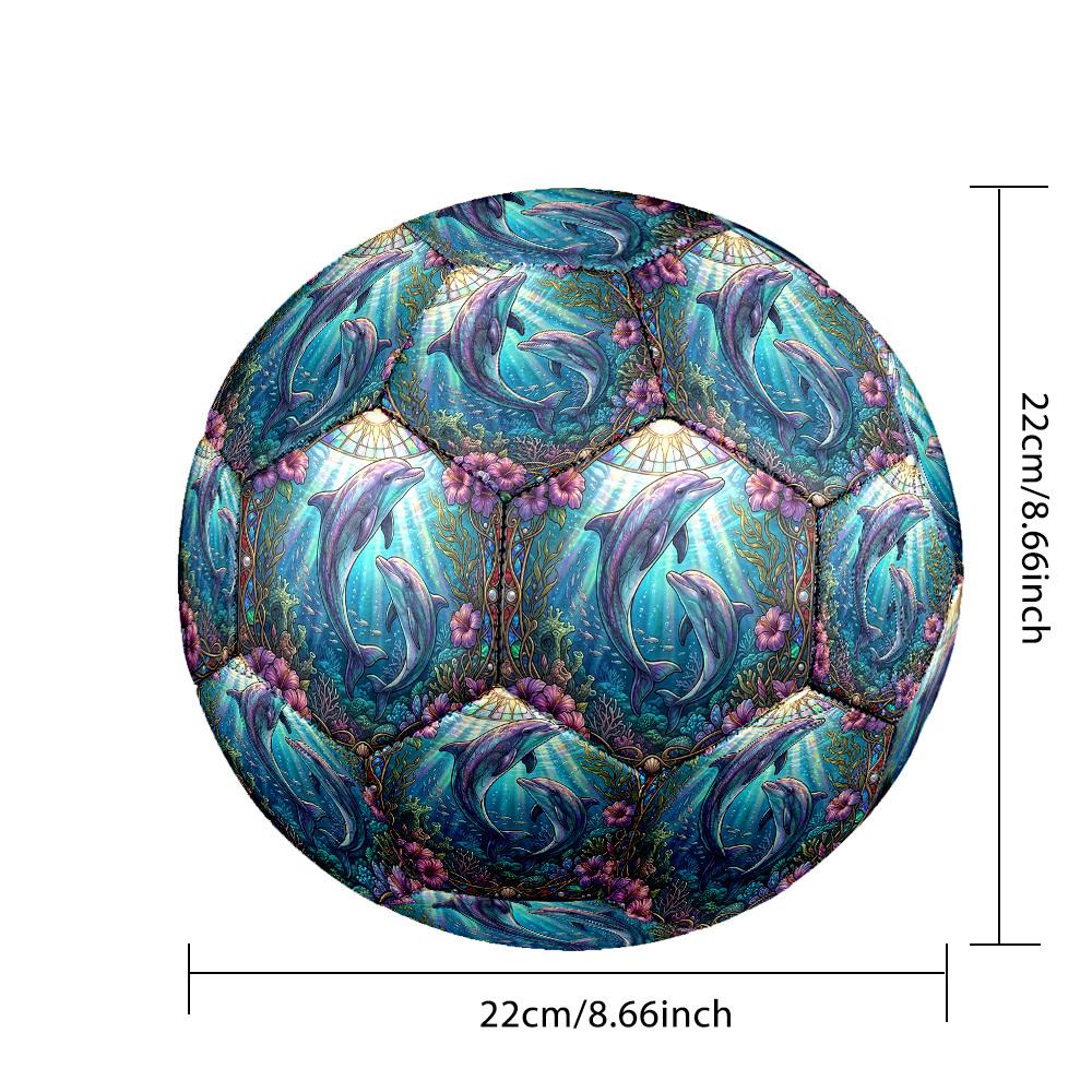 1pc Glass Dolphins Theme Soccer Ball Football, Size 5, Lightweight PVC, Outdoor Training Soccer Ball,Sports Gift t61432