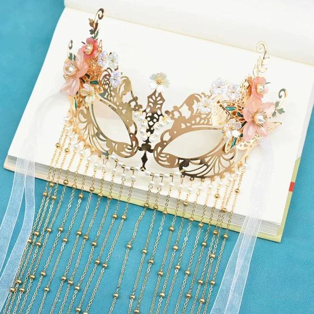 Flower Anonymous Face Cover Chain Women Mysterious Veil Temperament Wedding Mask Gift
