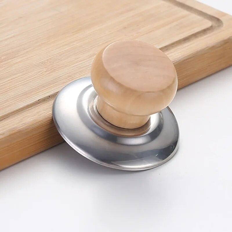 1PC Solid Wood Lid Handle Stainless Steel Pot Twist Pot Cap Anti-scalding Round Wooden Handle Kitchenware Cookware Accessories