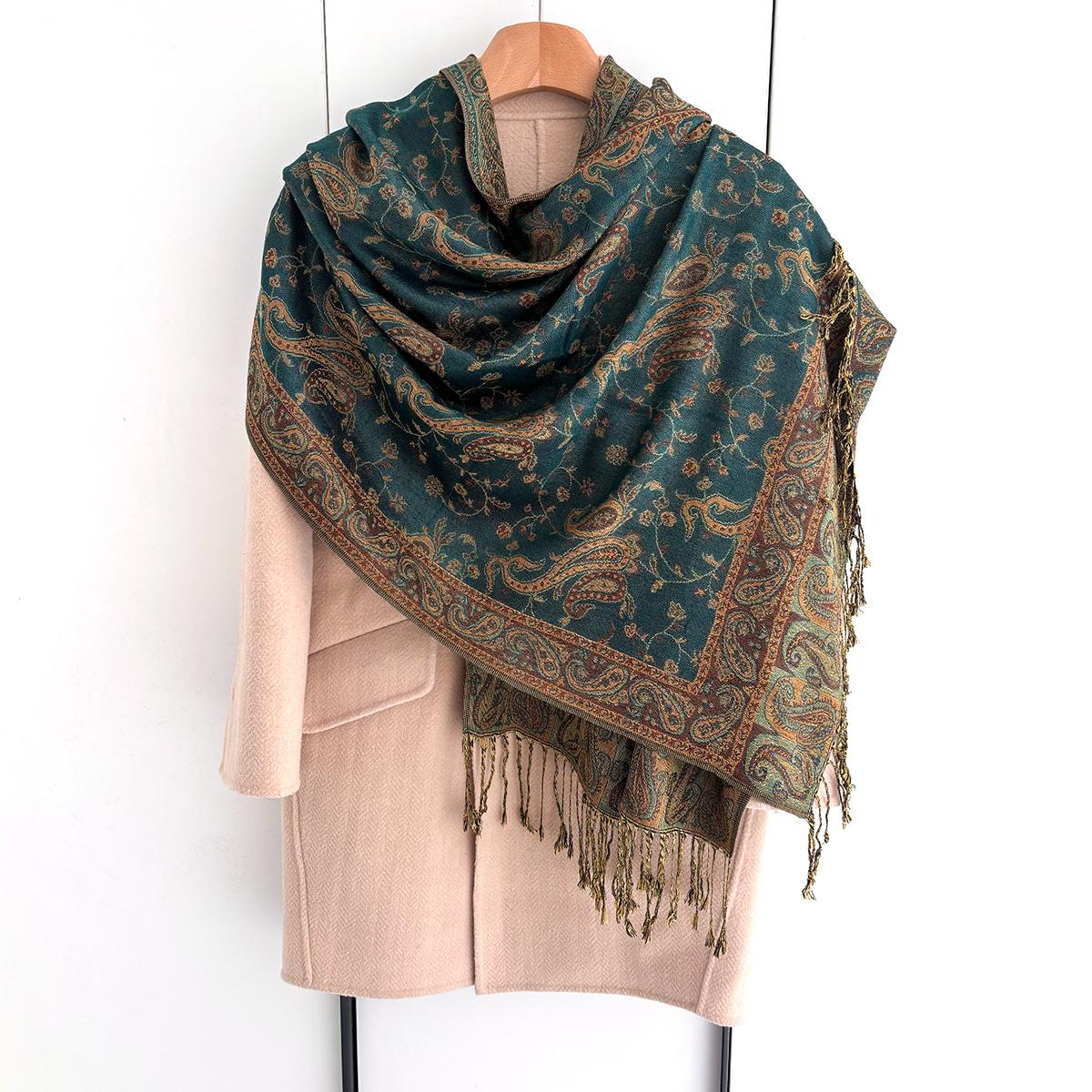 

Brand Autumn Pashmina Shawl Lady Wrap Headscarf Warm Winter Muslim Scarves Design Print Female Foulard Cotton Stoles Scarf