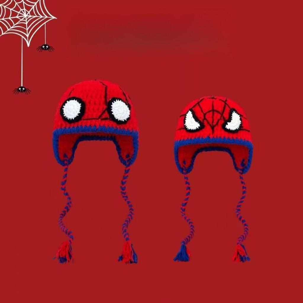 The new ear protection woolen hat cartoon spider hand-woven pullover hat personality trend all-match