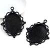 5pcs 30x40mm Inner Size Antique Silver Plated and Bronze and Black Cabochon Base Setting Charms Pendant