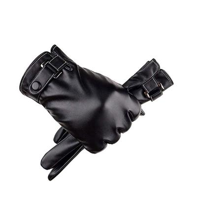 1 Pair Wrist Support Fashion Full Palm Touch Screen Winter Gloves Warm Pu Leather Gloves Windproof In Cold Weather Lightweight