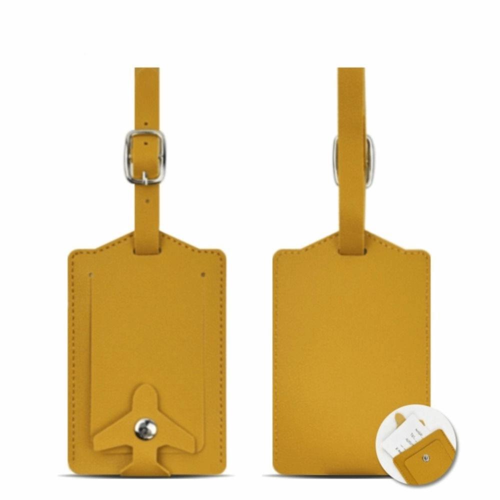 

Durable PU Leather Luggage Tag Airplane Buckle Thickened Suitcase Label Flip Cover Anti Lost Boarding Pass Luggage жовтий