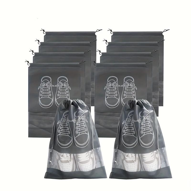 10-Pack Polyester Shoe Bags with Transparent Window–Breathable and Dustproof Travel Shoe Organizer Pouches for Luggage Packing and Storage Protection