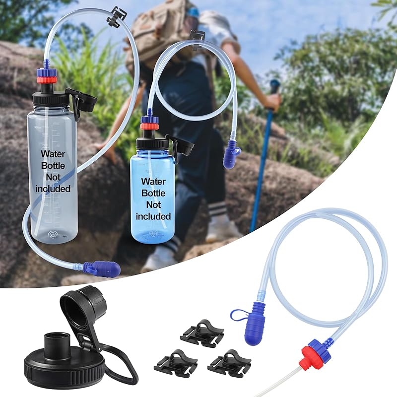 Комплект адаптеров для гидратации для бутылки Nalgene с крышкой, Совместим с бутылками Nalgene с широким горлышком 32/48 унций, Аксессуары для активного отдыха, Использование для красный