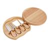 Cheese Board Set Rubberwood Platter Cheeseboard Kit Charcuterie Board Set with 4 Pcs Stainless Steel Cutting Tools