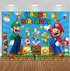 Super Mario Backdrop Video Game Photo Background Birthday Party Banner Decor