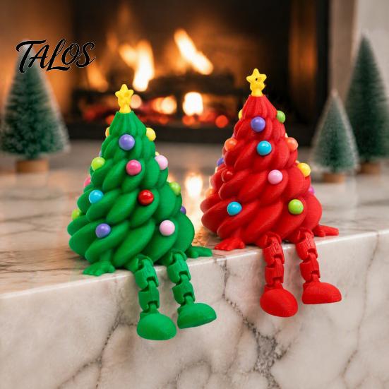 Christmas Tree Ornaments Articulated Figurine, 3D Printed Movable Joints Colorful Tabletop Ornament, Creative Holiday Table Decor Flexible Character