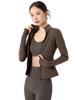 Fleece-Lined Women's Long Sleeve Yoga Jacket with Pockets - Slimming, Warm, and Ideal for Running