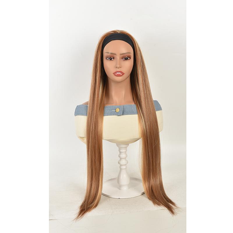 

32-дюймовый длинный прямой парик-лента с повязкой на голову, европейский и американский стиль, синтетический парик, для ежедневного использования женщинами