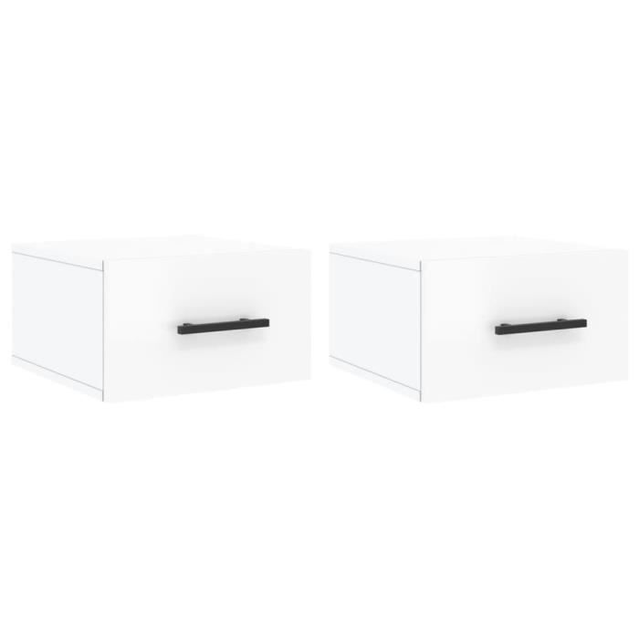 VidaXL Tables de chevet murales 2 pcs blanc brillant 35x35x20 cm 829873