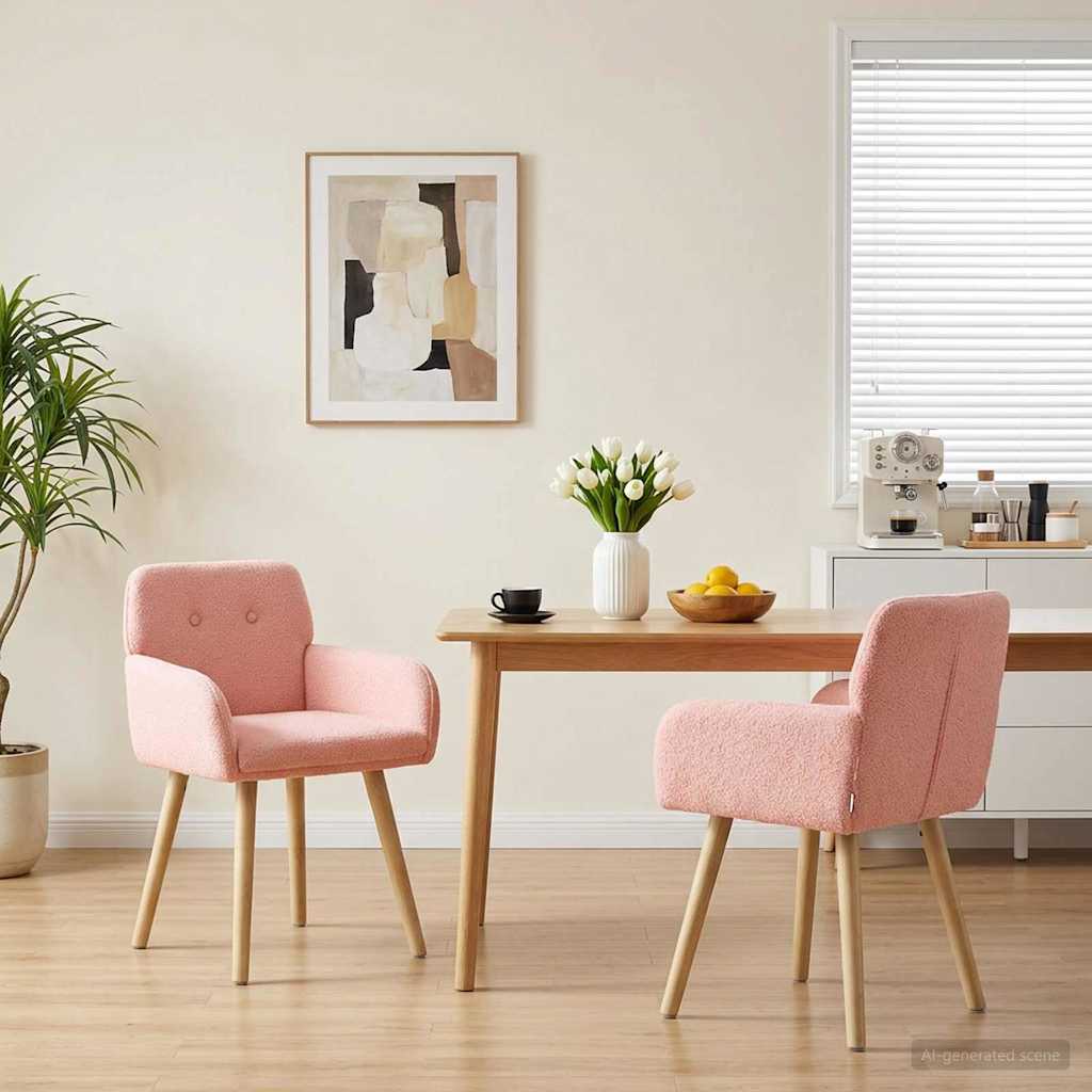 Dining Chairs 2 Pcs Boucle Pink 59 X 57 X 85 Cm