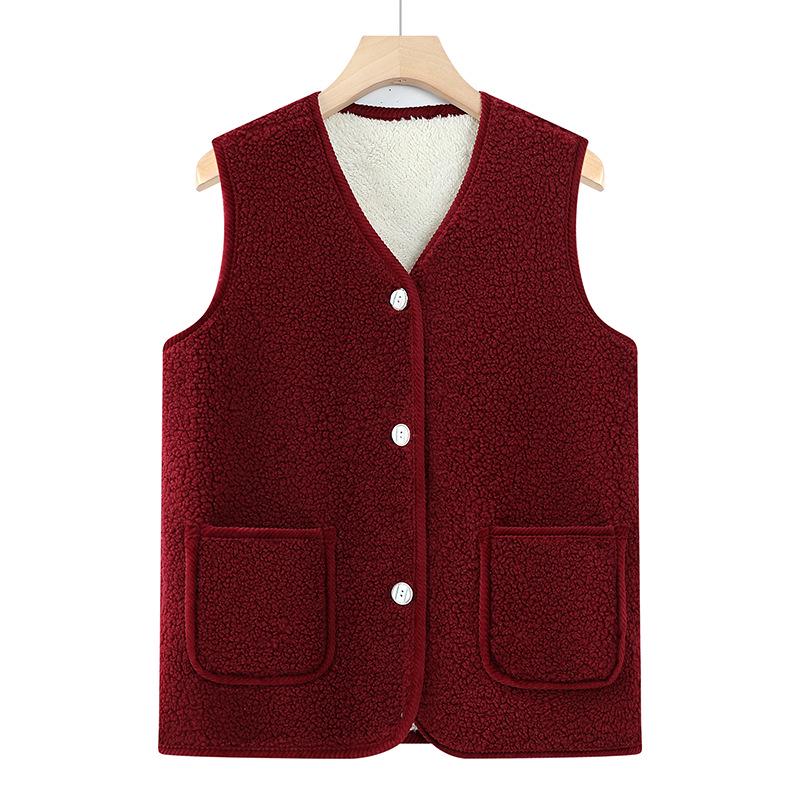 Women's Lamb Fleece Vest Coat - Warm Winter Fashion for Mom