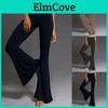 Womens Relaxed Solid Color Sports Casual Highwaisted Flared Yoga Pants Long Pants