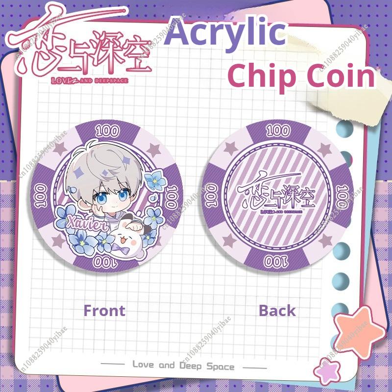 Love and Deepspace Sylus Rafayel Zayne Xavier Caleb Acrylic Chip Coin 43MM Anime Cosplay Colorful Pattern Game Coin Game Gift