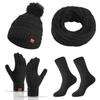 4Pcs/Set Ear Protection Women Hats Scarf Gloves Socks Set Soft Touchscreen Gloves  Outdoor