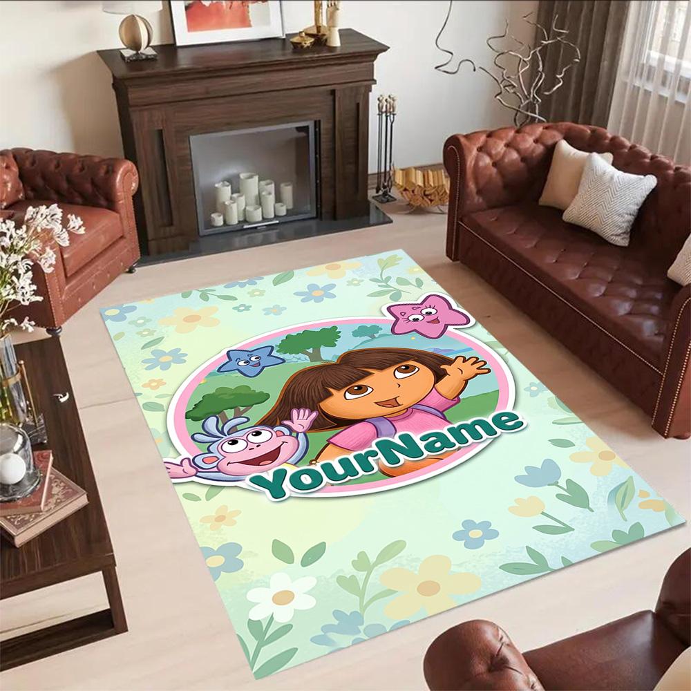 Dora Explorer Personalized Text Floor Rug Office Rug Design for Game Room Decorate room Playrooms Balcony Antislip Carpet Office home decor